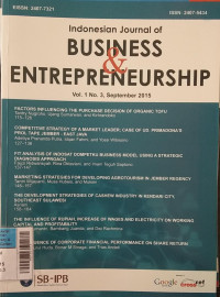Image of Jurnal indonesia journal of BUSINESS & ENTERPRENEURSHIP vol.1 no.3 september 2015
